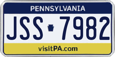 PA license plate JSS7982