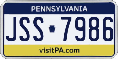 PA license plate JSS7986