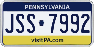 PA license plate JSS7992
