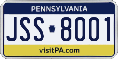 PA license plate JSS8001