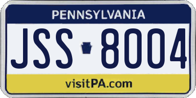 PA license plate JSS8004