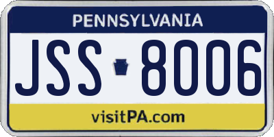 PA license plate JSS8006