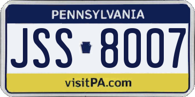 PA license plate JSS8007