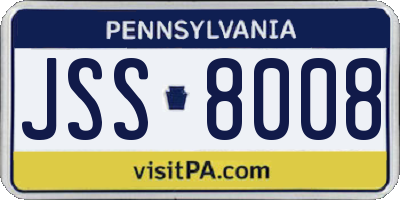 PA license plate JSS8008