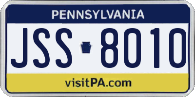 PA license plate JSS8010