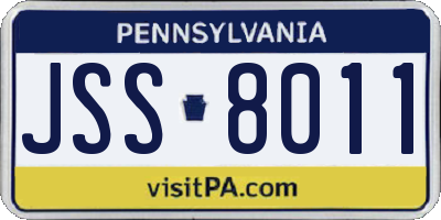PA license plate JSS8011