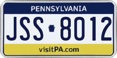PA license plate JSS8012
