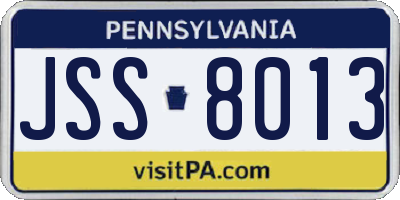 PA license plate JSS8013