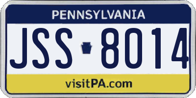 PA license plate JSS8014
