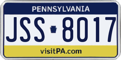 PA license plate JSS8017