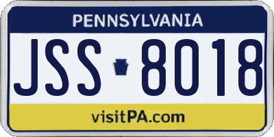 PA license plate JSS8018