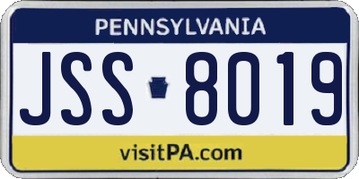 PA license plate JSS8019