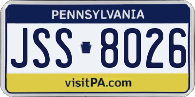 PA license plate JSS8026