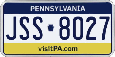 PA license plate JSS8027