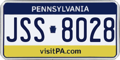 PA license plate JSS8028