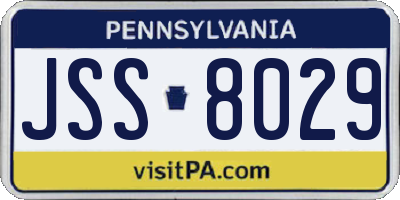 PA license plate JSS8029