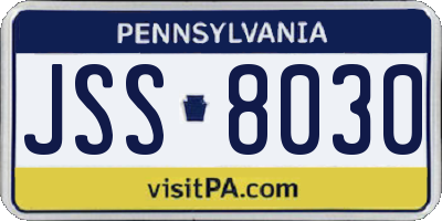 PA license plate JSS8030