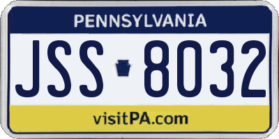 PA license plate JSS8032