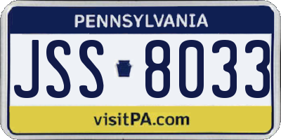 PA license plate JSS8033