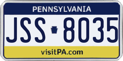 PA license plate JSS8035