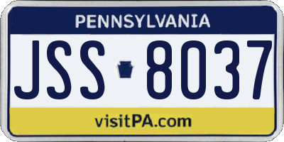 PA license plate JSS8037