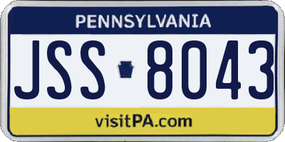 PA license plate JSS8043