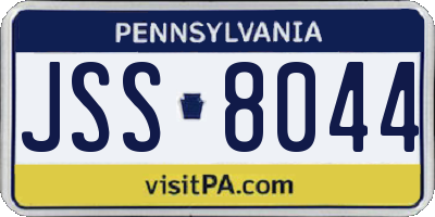 PA license plate JSS8044