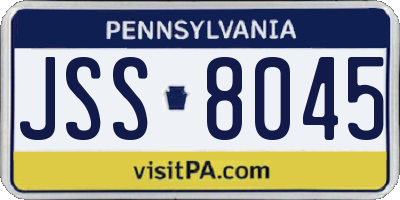 PA license plate JSS8045
