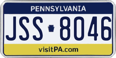 PA license plate JSS8046