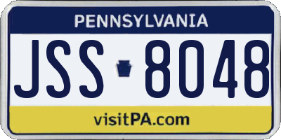 PA license plate JSS8048