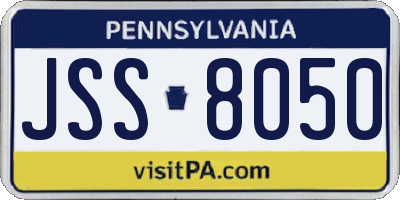 PA license plate JSS8050
