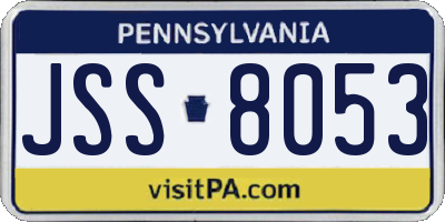 PA license plate JSS8053