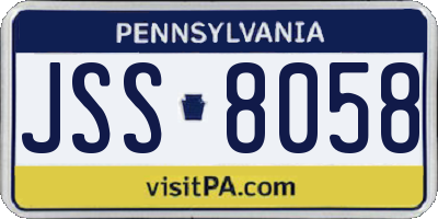 PA license plate JSS8058