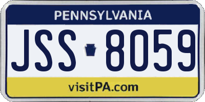 PA license plate JSS8059
