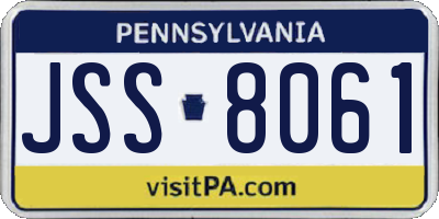 PA license plate JSS8061
