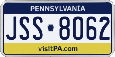 PA license plate JSS8062