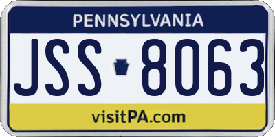 PA license plate JSS8063