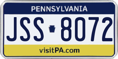 PA license plate JSS8072