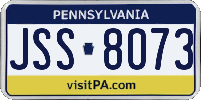 PA license plate JSS8073