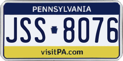 PA license plate JSS8076