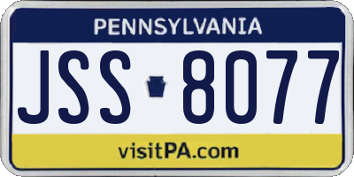 PA license plate JSS8077