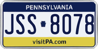 PA license plate JSS8078