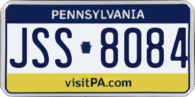 PA license plate JSS8084
