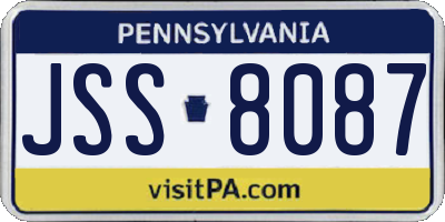 PA license plate JSS8087