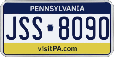 PA license plate JSS8090