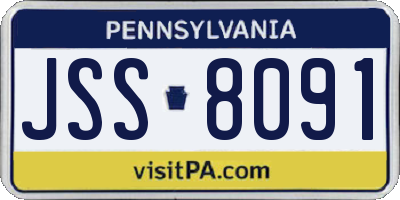 PA license plate JSS8091