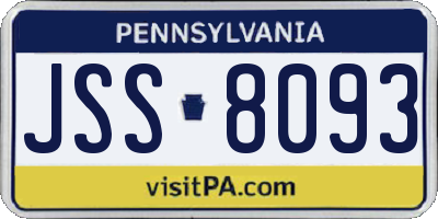 PA license plate JSS8093