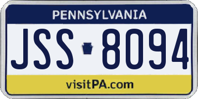 PA license plate JSS8094