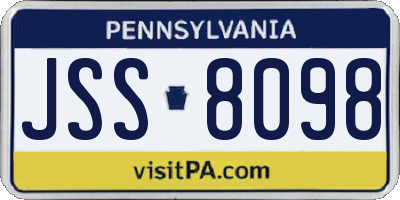 PA license plate JSS8098
