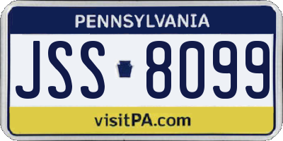 PA license plate JSS8099